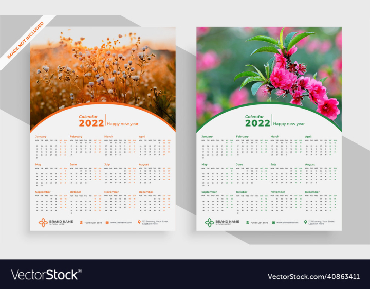 Calendar,2022,Month,Business,Design,Clean,Modern,Wall,Colorful,Creative,Stationery,Planner,New,Year,Table,Office,Orange,Moon,vectorstock