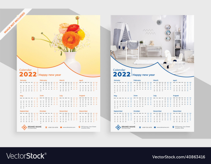 Calendar,2022,Month,Business,Design,Clean,Modern,Wall,Colorful,Creative,Stationery,Planner,New,Year,Table,Office,Orange,Moon,vectorstock