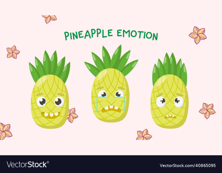 Pineapple,Fruit,Cute,Emoji,Flowers,Tropical,Food,Vector,vectorstock