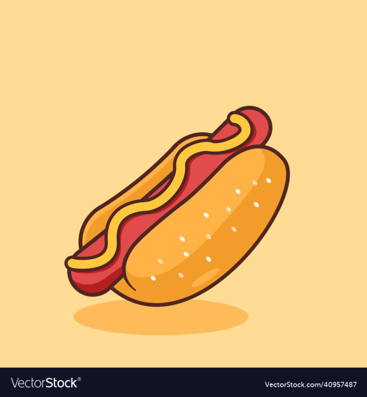 Hot,Dog,Sausage,Bread,Mustard,vectorstock