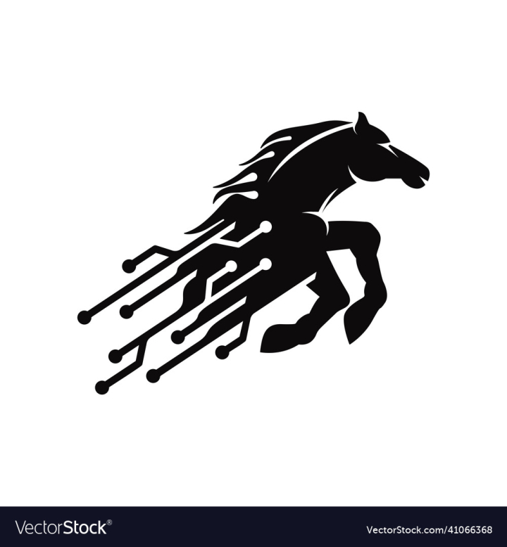 Free: silhouette of horse with digital style logo design 