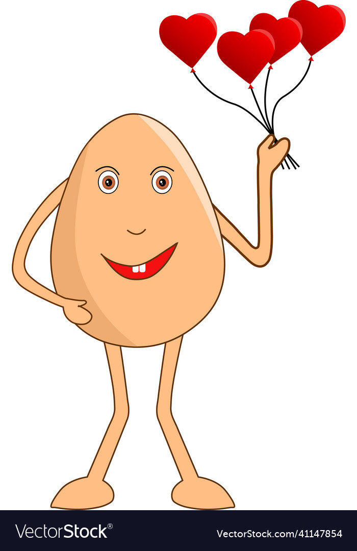Free: egg male cartoon with a bunch of heart balloons 