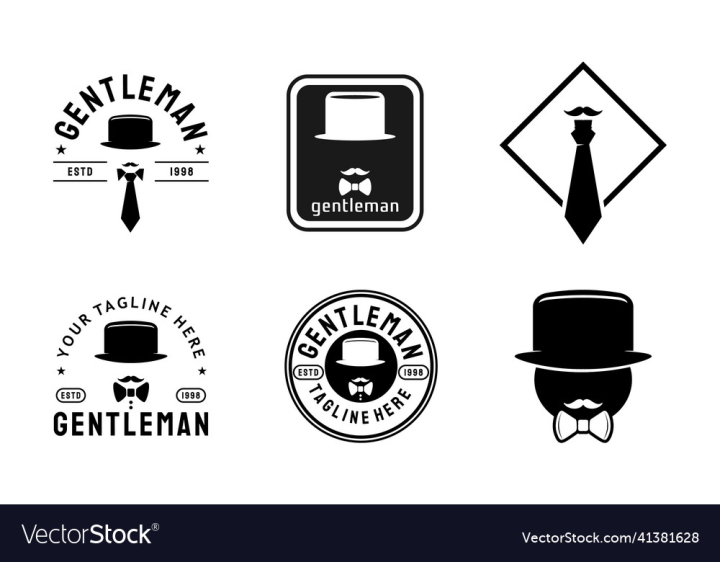 Gentlemen Logo Design with tie and diamond vector