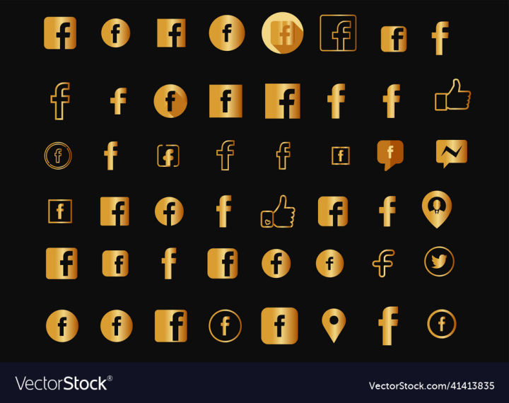 Icon,Logo,Gold,Facebook,Design,Letter,App,Flat,Golden,Messenger,vectorstock