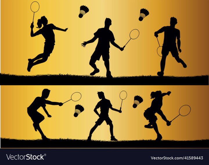 Silhouette,Badminton,Player,Flat,Collection,Sport,Racket,Silhouettes,Sports,Game,Match,Athlete,Sporty,Movement,Personal,Trainer,Training,Playing,Set,Matching,vectorstock