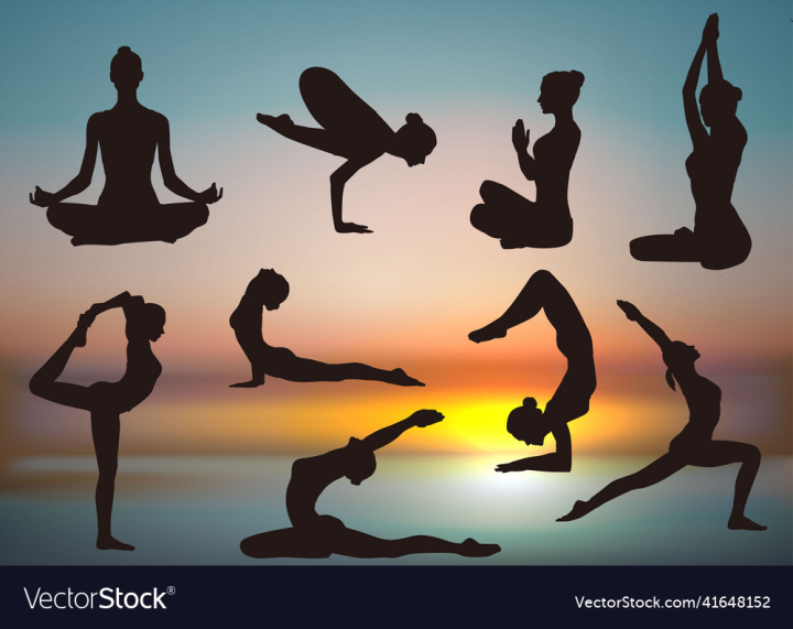 Yoga Poses Womans Silhouette Stock Illustration - Download Image Now - Gym,  Dancing, Group Of Objects - iStock