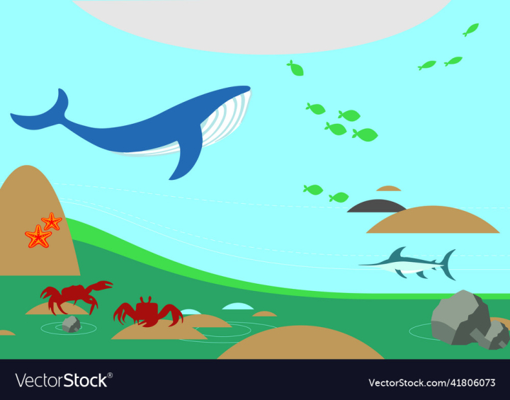 vectorstock,Blue,Sea,Deep,Fish,Abstract,Wildlife,Whale,Kids,Starfish