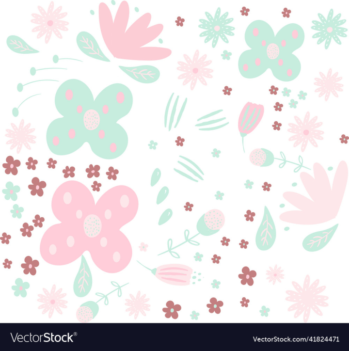 vectorstock,Flowers,Background,Flower,Sticker,Vector,Colorful