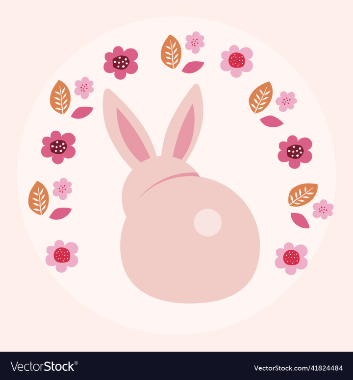 vectorstock,Easter,Bunny,Background,Flowers,Vector,Colorful