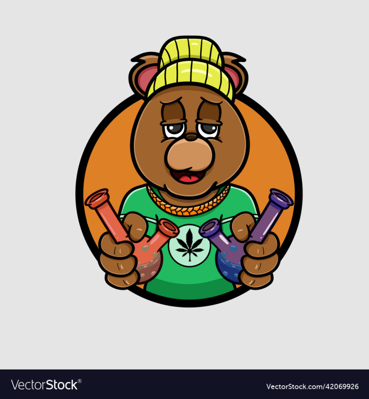 Free: mascot cool bear logo cartoon with bong marijuana 