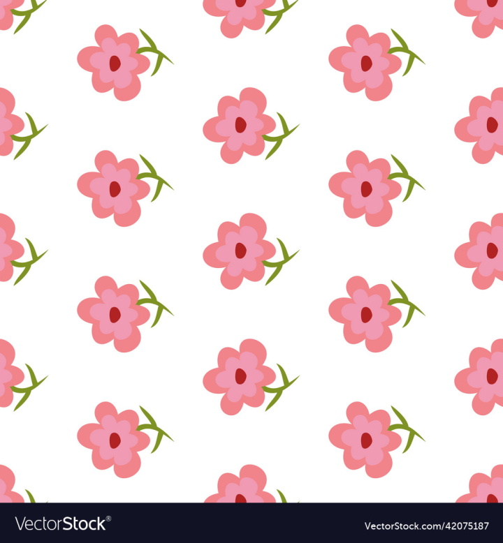 vectorstock,Pattern,Seamless,Floral,White,Flowers,Leaves,Pink,Green,Minimalism,Design,Nature