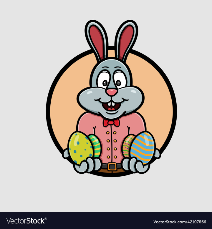 Free: mascot rabbit cartoon with eggs logo happy easter 