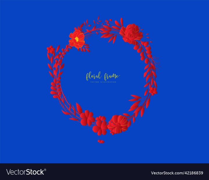 vectorstock,Flower,Beautiful,Flowers,Floral,Frame,Decoration,Leaf,Nature,Hand,Painted,And,Plants,Red,Blue,Bloom,Ornament,Plant,Watercolor,Leaves,Blossom