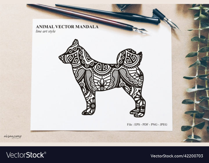 vectorstock,Dog,Line,Art,Doodle,Coloring,Mandala,Pages,Boho,Style,Ethnic,Tattoo,Animal,Design,Vector