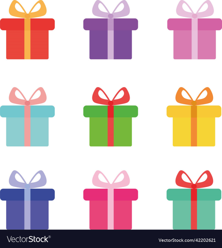 vectorstock,Gifts,Gift,Set,Box,Red,Blue,Pink,Green