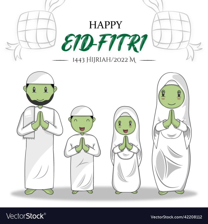 vectorstock,Eid,Happy,Mubarak,Flat,Card,Family,Celebration,Greeting,Muslim,Cartoon,Religion,Islamic,Illustration,Al,Fitr,Mother,Father,Concept,Daughter,Son,Ramadhan