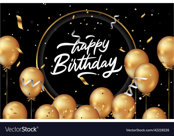 Elegant golden ballon Happy Birthday celebration card banner template Stock  Vector
