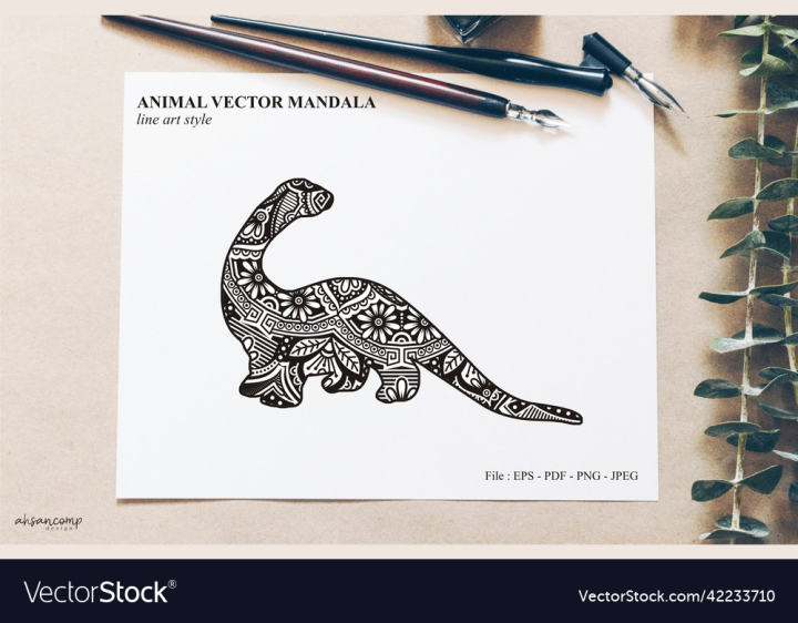 vectorstock,Line,Art,Doodle,Coloring,Mandala,Pages,Boho,Style,Dinos,Ethnic,Tattoo,Animal,Design,Vector