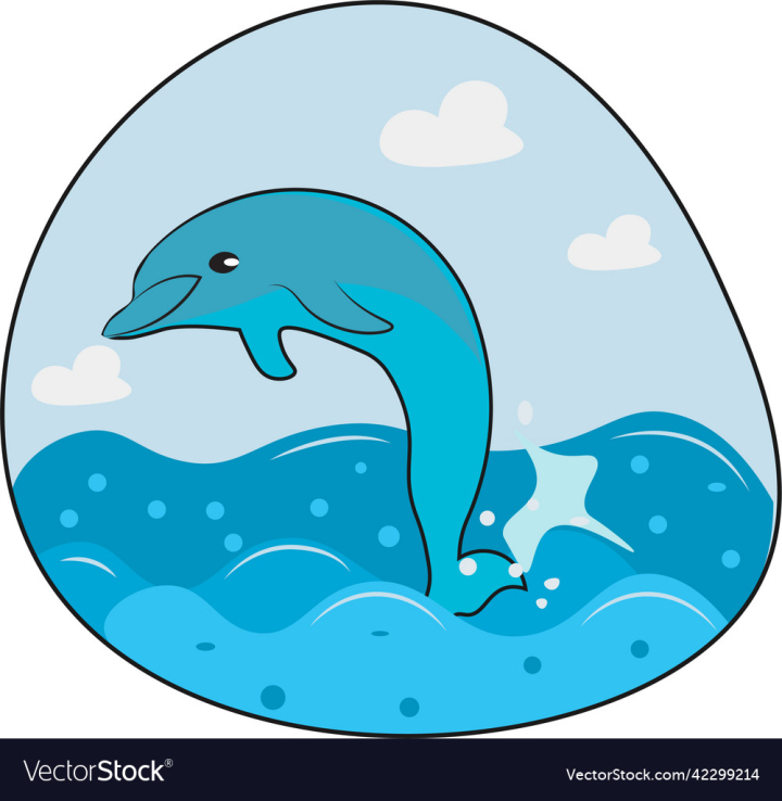 vectorstock,Dolphin,Cartoon,Sky,Sea,Natural,Free,Vector,Drawing,Summer,Kids,Illustration