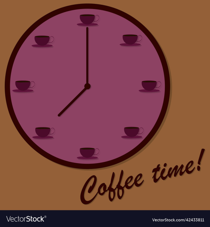 vectorstock,Coffee,Clock,Time,Drink,Cup,Of,Beverage,Vector,Illustration