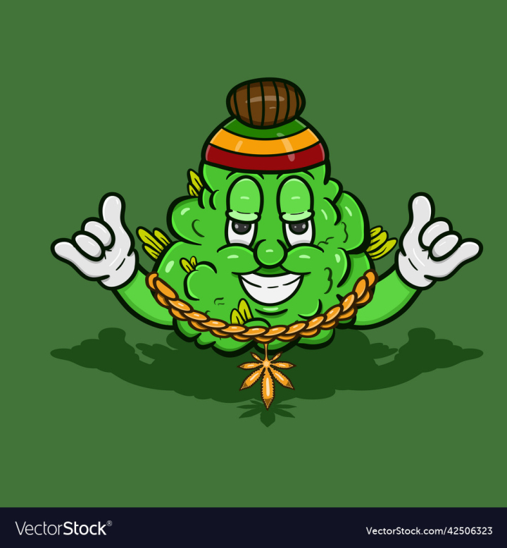 Free: cartoon mascot of weed bud with reggae style 