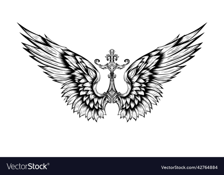 Wings Bird Feather Tattoo Hawk Angel Wings Vector Stock Vector -  Illustration of feathers, badge: 218451012