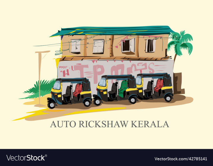 vectorstock,Auto,Rickshaw,Kerala,India,Culture