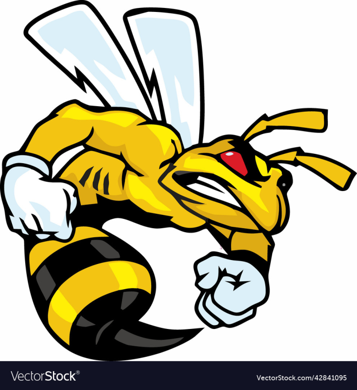 vectorstock,Bee,Mascot,Powerfull,Angry,Vector