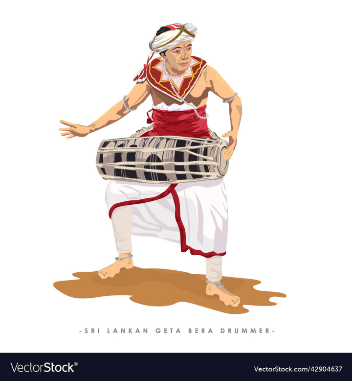 vectorstock,Drummer,Sri,Lanka,Buddhism