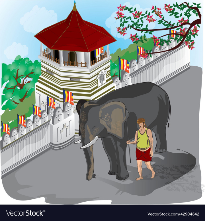 vectorstock,Temple,Kandy,Sri,Lanka,Buddha