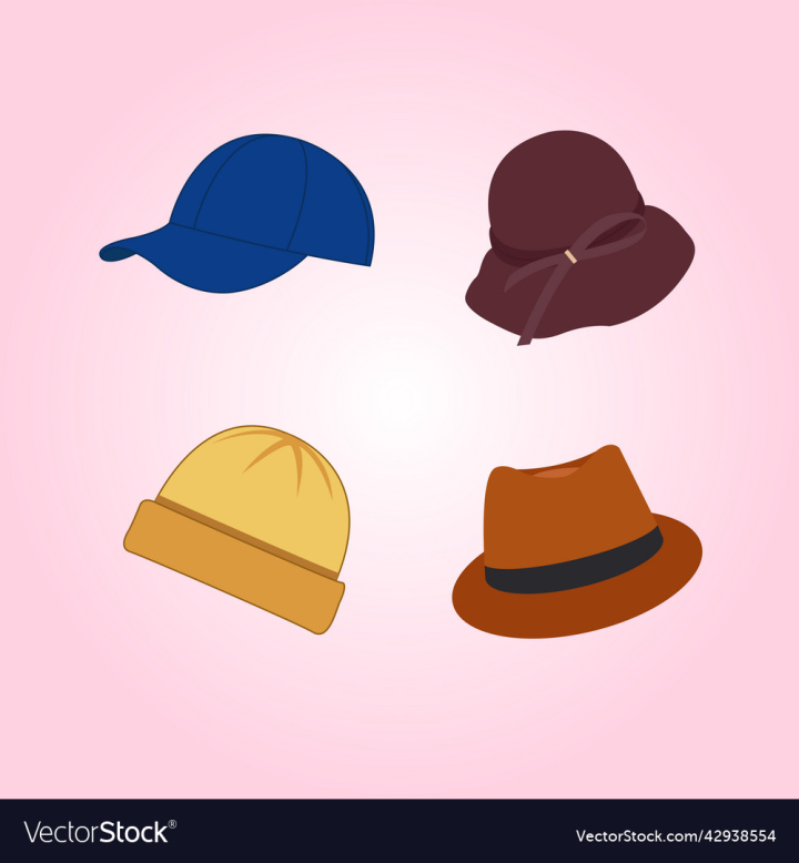vectorstock,Hat,Cap,Set,Collection,Female