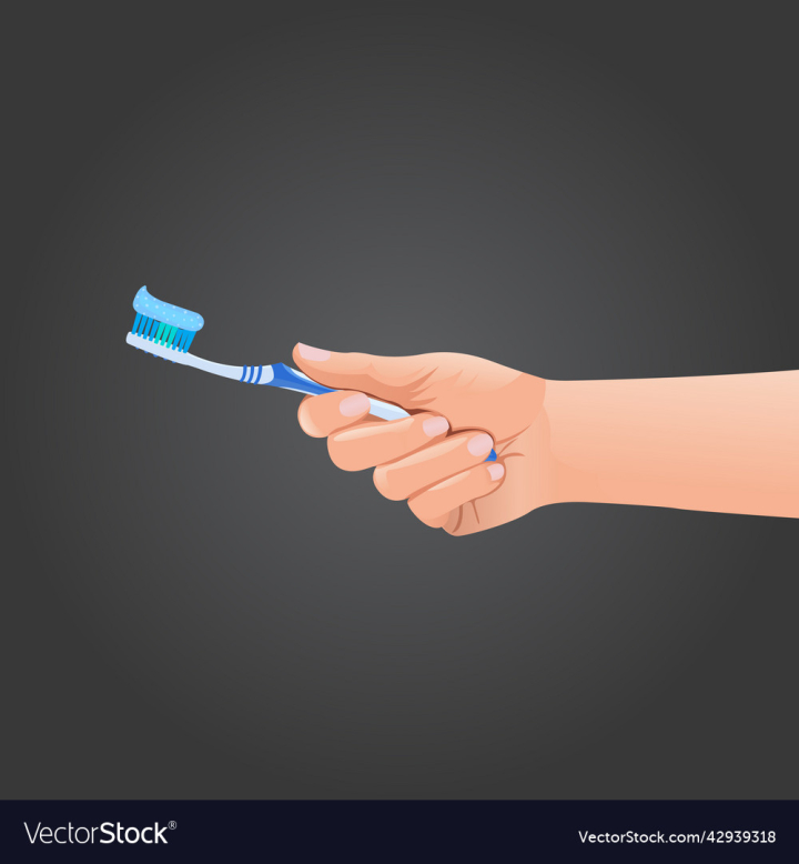 vectorstock,Holding,Hand,Tooth,Brush,With