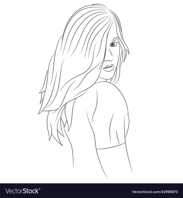 Freehand drawing teen girl with long hair Vector Image