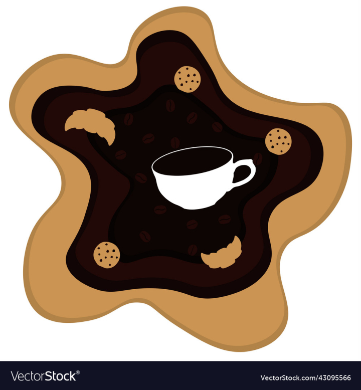 vectorstock,Deep,Coffee,Cup,Morning,Drink,Cookie,Abstract,Layer,Beverage,Croissant,Vector,Illustration,Art,Breakfast,Bean