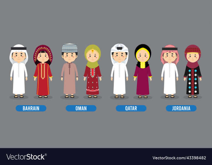 vectorstock,Character,Costume,Person,Cartoon,People,Boy,Girl,Happy,Hat,Dress,Country,Couple,Culture,Cute,Clothing,Ethnic,Expressions,Traditional,Woman,Asian,Child,Oriental,Children,Folk,Arabian,Nationality,Bahrain,Qatar,Oman,Illustration,Art