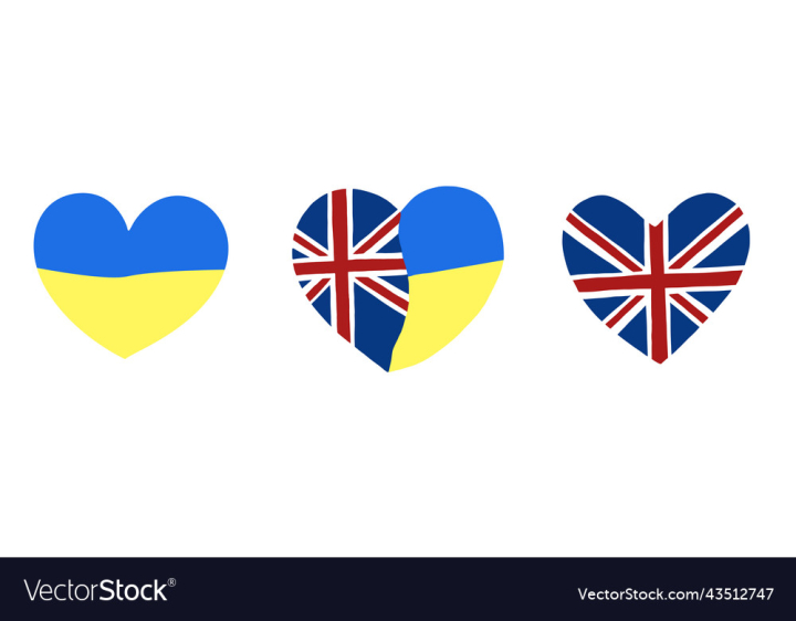 vectorstock,Symbol,Heart,Ukraine,Flag,England,Friendship,Love,Drawn,Hand,Shape,Isolated,Uk,Support,Britain,Vector,Illustration,Blue,Yellow,Flat