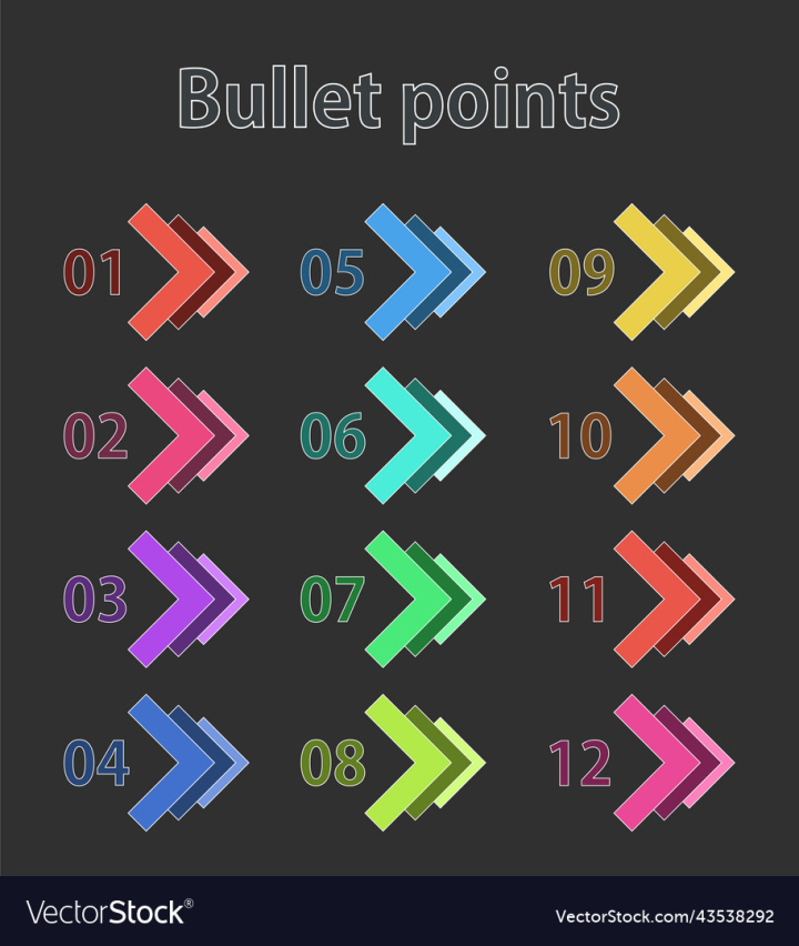 vectorstock,Bullet,Elements,Arrow,Point,Colorful,Infographic,12,Icon,Modern,Label,Colors,Arrange,Button,Marker,Direction,List,Info,Collection,Countdown,Number,Items,Next,Graphic,Vector,Key,Points,Order,Sign,Shape,Sticker,Pack,Presentation,One,Set,Title,Step,Pointer,Twelve,Options,Paragraph,Option,Numerical