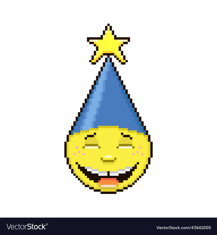Free: cartoon emoticon in party hat with star 
