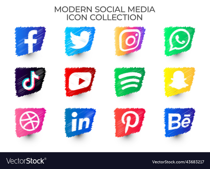 vectorstock,Icon,Modern,Set,Icons,Media,Collection,Social,Scribble,Camera,Brand,Commercial,Popular,Editorial,Sign,Flat,Symbol,Network