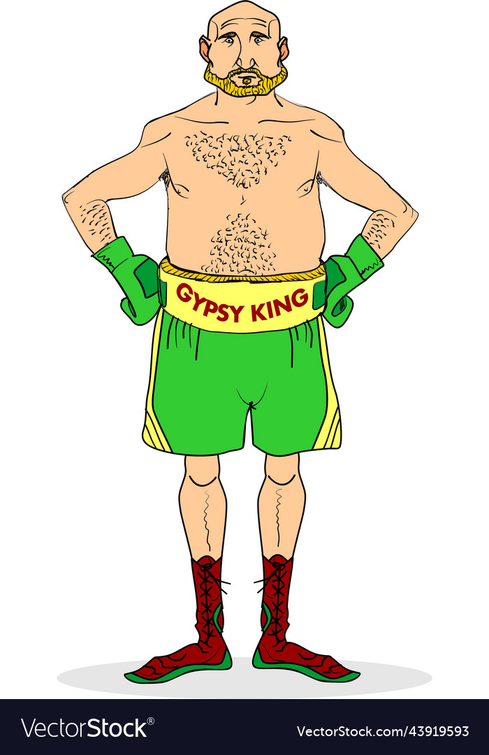 vectorstock,Fury,Cartoon,Person,Entertainment,Sports,Boxer,Caricature,Boxing,Fighter,Red,Green,Gloves,Celebrity,Gypsy