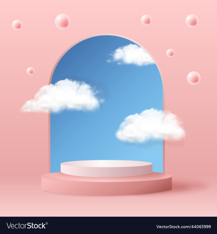vectorstock,Realistic,Podium,Pink,Sky,Product,Background,Cloud,Pastel,3d,Display,Wallpaper,Beauty,Skincare