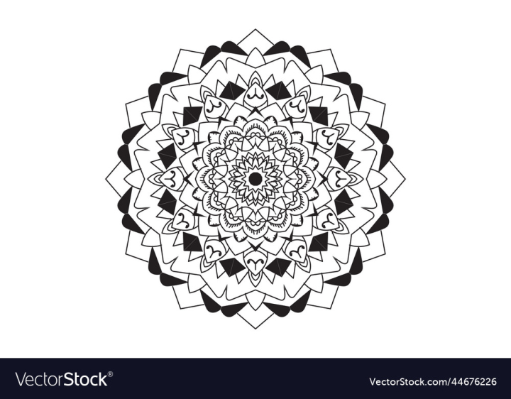 Round floral arabic pattern. Mandala. Decorative black and white