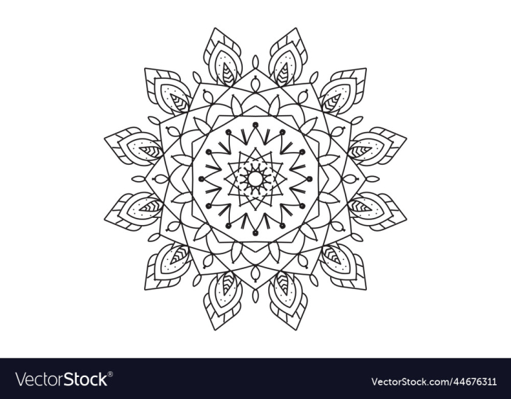 Round floral arabic pattern. Mandala. Decorative black and white