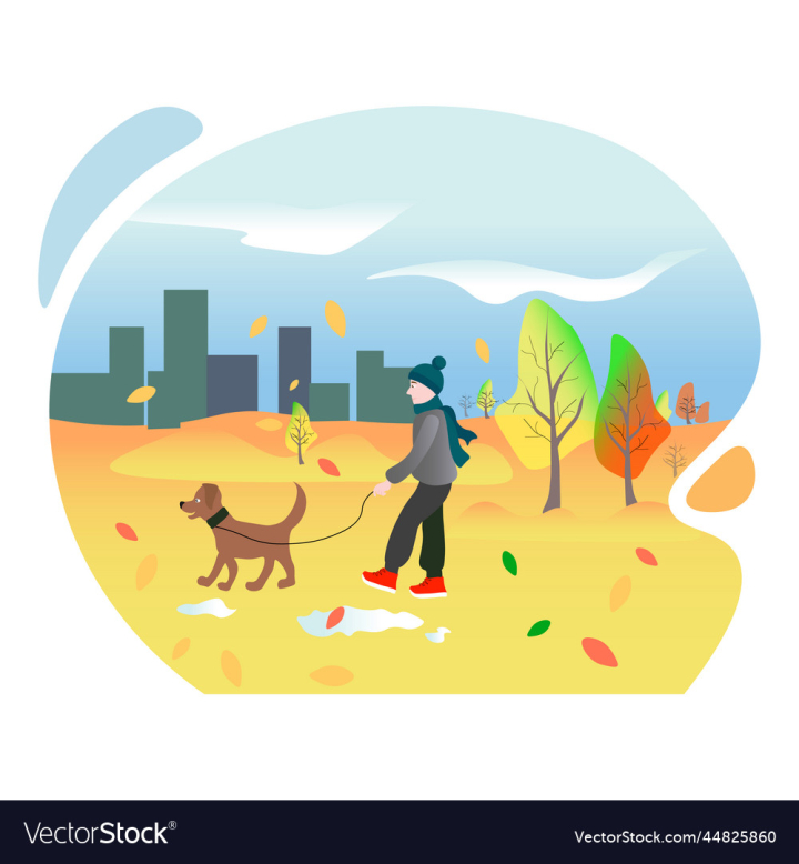 vectorstock,Autumn,Guy,Dog,People,Park,Walk,Landscape,Weather,Recreation
