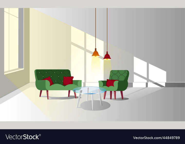 vectorstock,Interior,Living,Room,Sofa,Coffee,Table,Green,Chandeliers,Glass,Empty,Window,Light