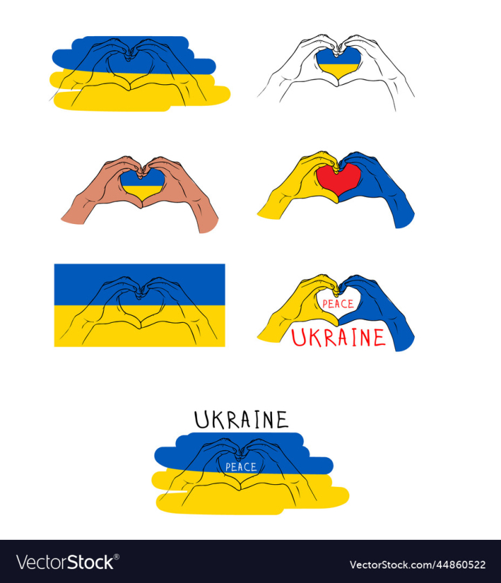 vectorstock,Icons,Heart,Ukraine,Flag,Hands,Blue Yellow,No,War