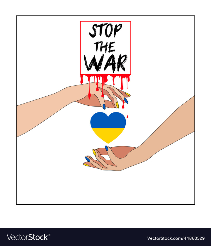 vectorstock,Icons,Heart,Ukraine,Flag,Blue Yellow,Hands,No,War