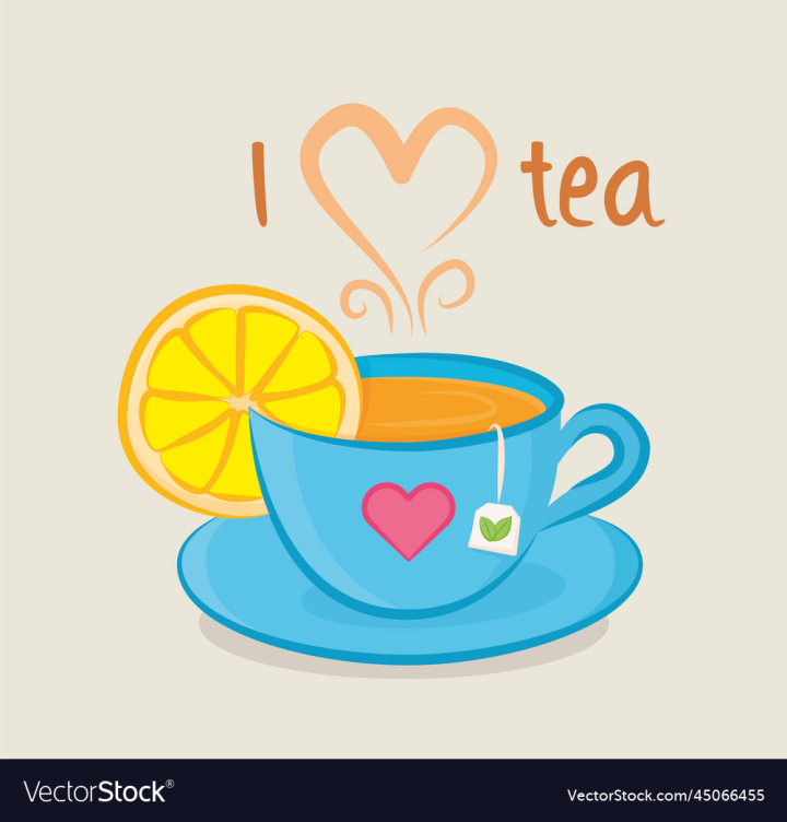 vectorstock,Love,Cup,Tea,Of,Food,Drink,Design,Cartoon,Object,Breakfast,Hot,Aroma,Heart,Beverage,Citrus,Cozy,Mug,Morning,Lemon,Steam,Vector,Illustration