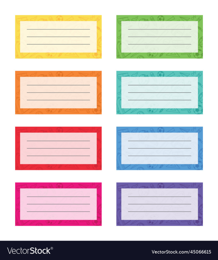 vectorstock,Colorful,Notebook,Labels,Label,Education,Background,Elements,Template,Blank,Class,Collection,Empty,Classroom,Educational,School,Student,Sticker,Study,Set,Personal,Supplies,Rectangular,Printable