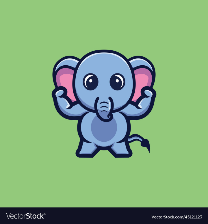 Free: cute strong elephant cartoon character premium 
